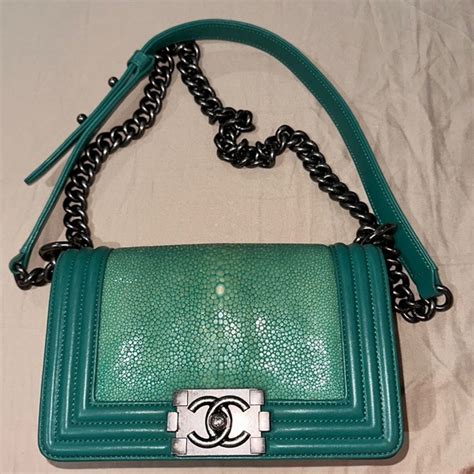 chanel galuchat boy stingray green|Chanel Galuchat Stingray Small Boy Bag .